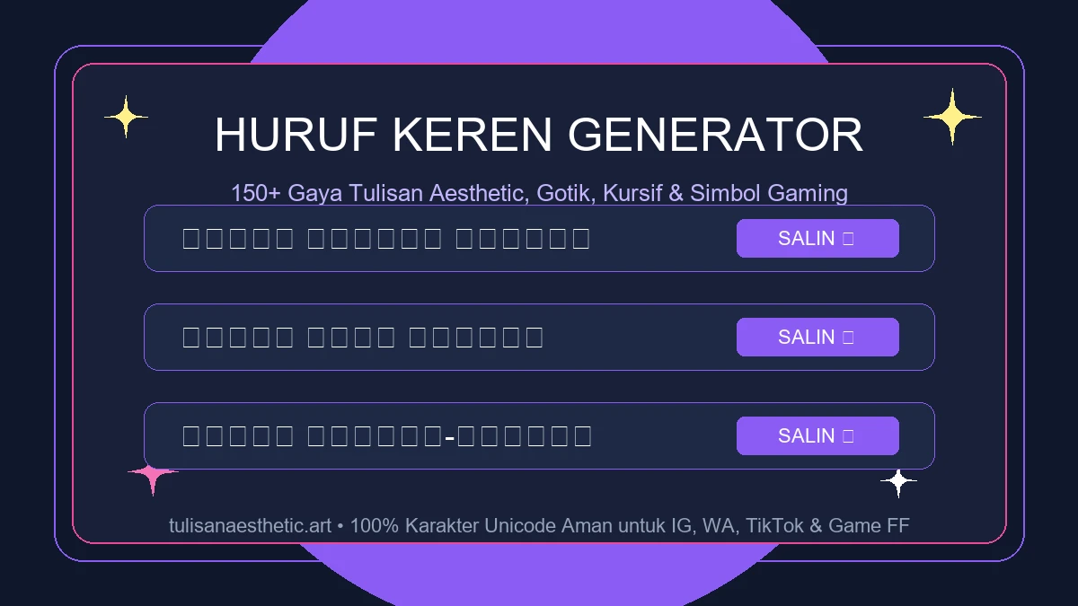 Contoh huruf keren generator untuk tulisan aesthetic